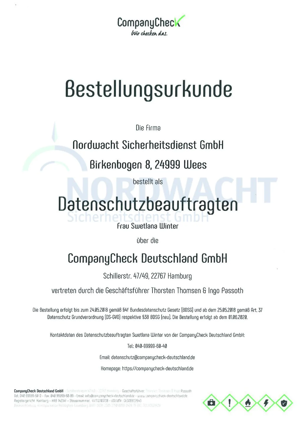 Bestellurkunde Datenschutzbeauftragter